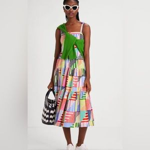NWT KATE SPADE Patchwork Stripe Tiered Dress MOTHERS DAY SPECIAL $299 reg $398